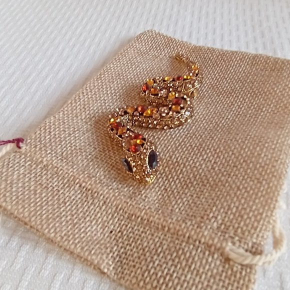 Golden Browns Rhinestone Snake Pin Broach - Picture 4 of 4